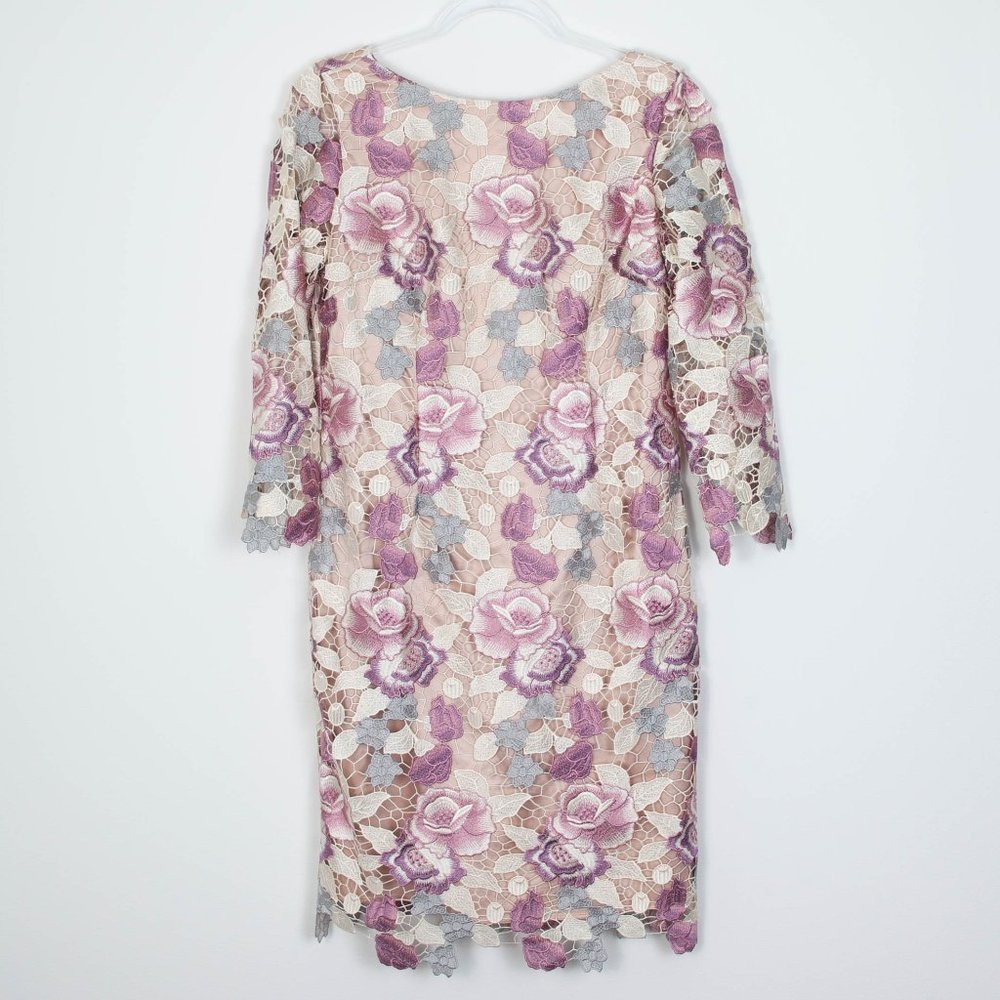Eliza J Floral Crochet Lace Overlay Sheath Dress Womens Size 12